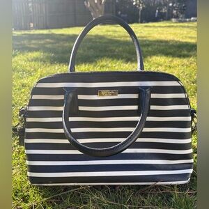 Black and White Striped Kate Spade Handbag